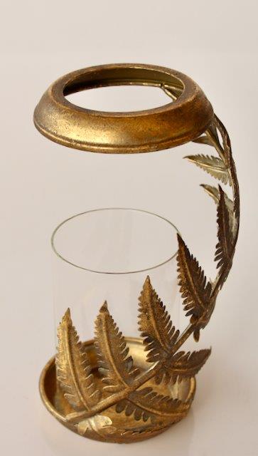Gold Metal Fern Candle Holder